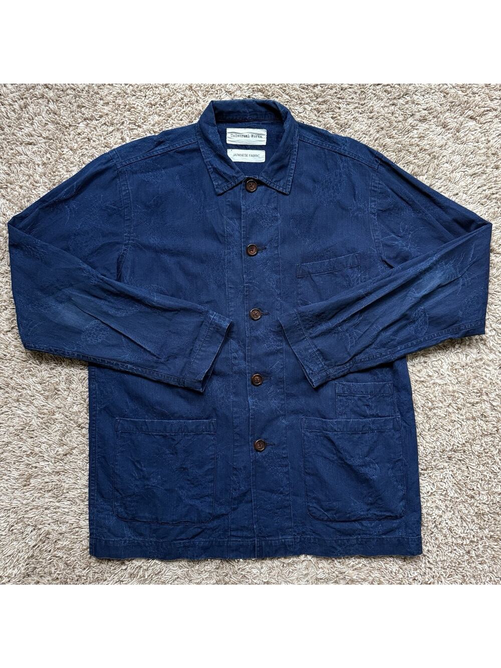 Universal Works Japanese Fabric Blue Bakers Chore Jacket Men’s Size Medium